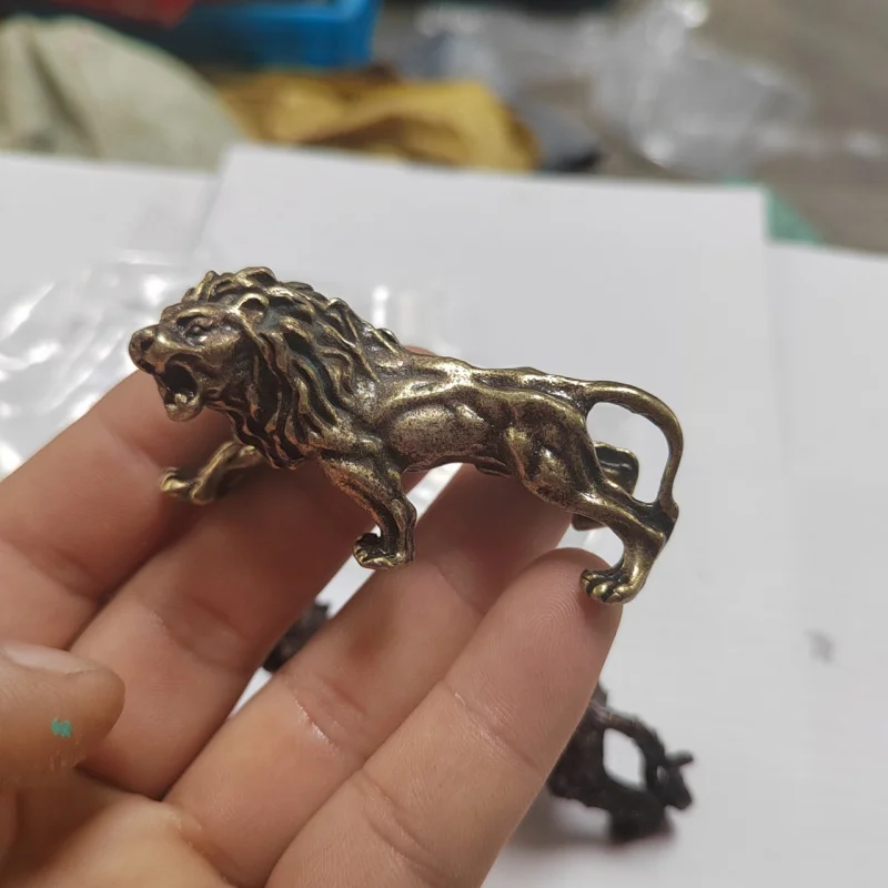 Copper Plated Lion Office Desktop Small Ornaments Chinese Zodiac Tiger Vintage Tea Ornaments Leopard Crafts Black Bear Plaything