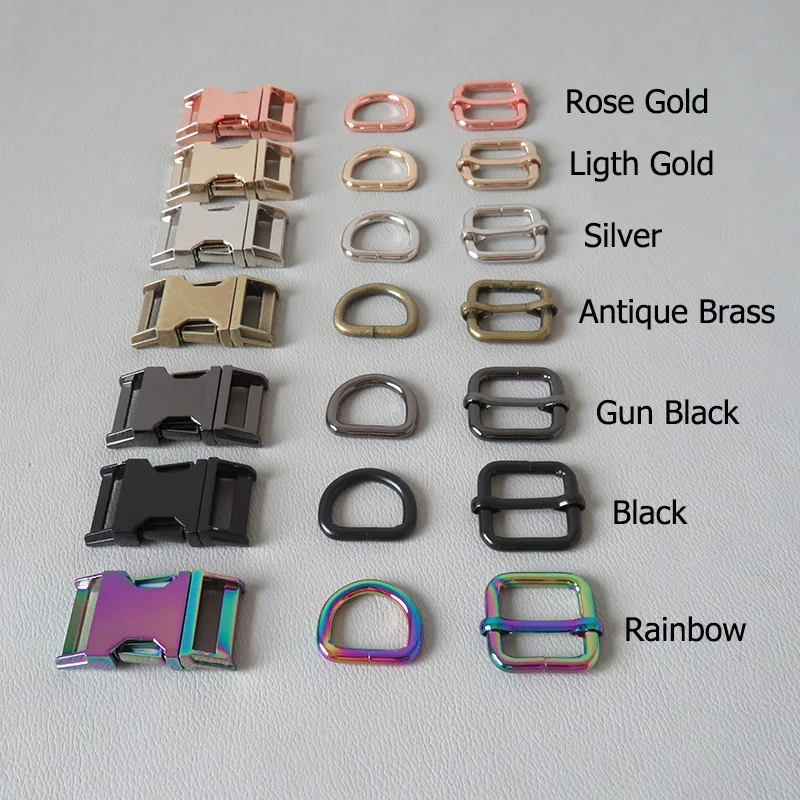 50 sets Wholesale Metal side quick release buckles D ring straps slider for dog collar belt buckles DIY sewing accessories