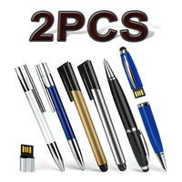 2PCS NEW USB Metal Ball Point Pen Stick Usb Flash Drive 2.0 4GB 8GB 32GB 128GB Memory Sticks 128MB 256MB pen USB Gifts