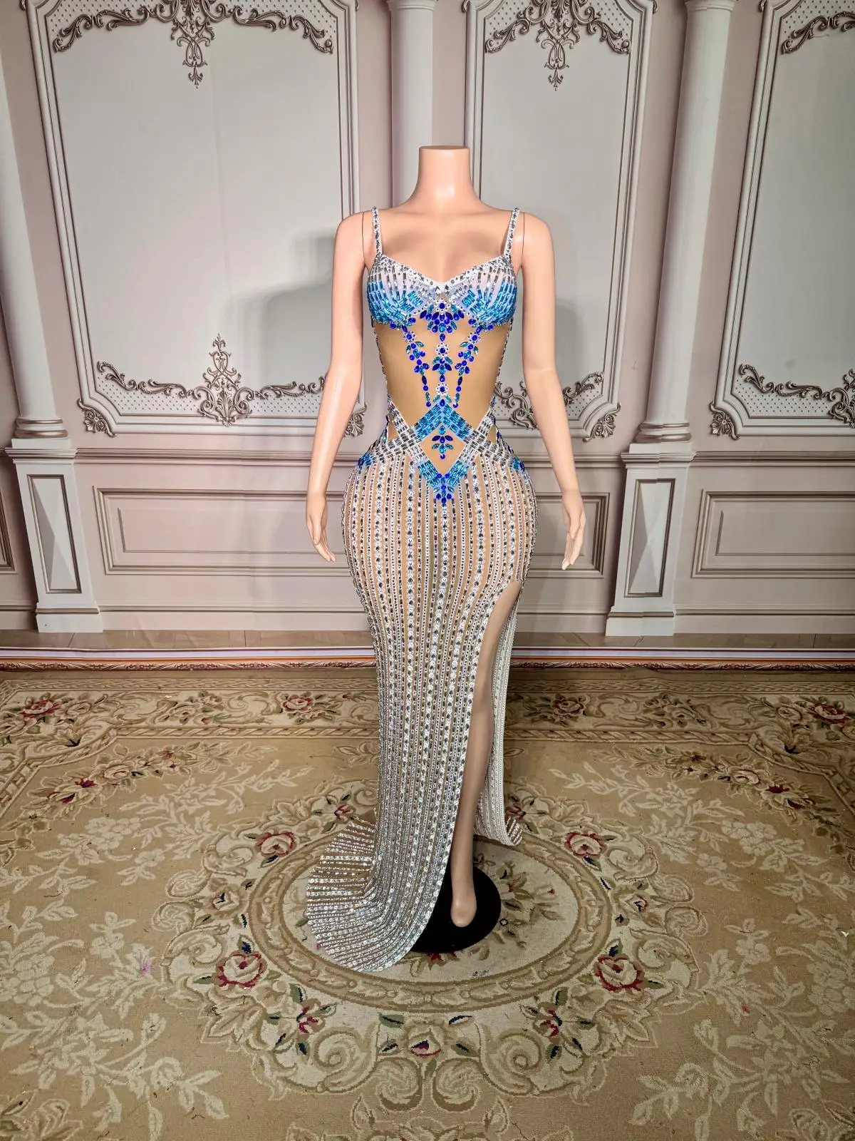 

ZD White Crystal Beading Long Prom Dress for Black Girls Fashion Ladies Dresses for Special Occasions Sexy Party Gowns Cuican