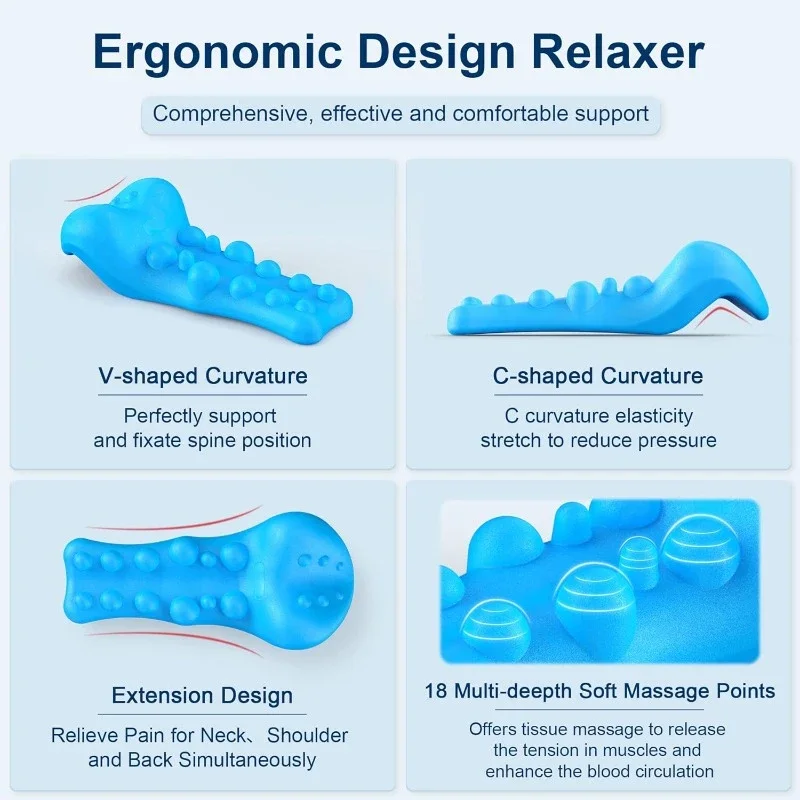 Spine Alignment Chiropractic Pillow Neck Shoulder Relaxer with Cervical Traction Device Neck Stretcher Pain Relief and Cervical