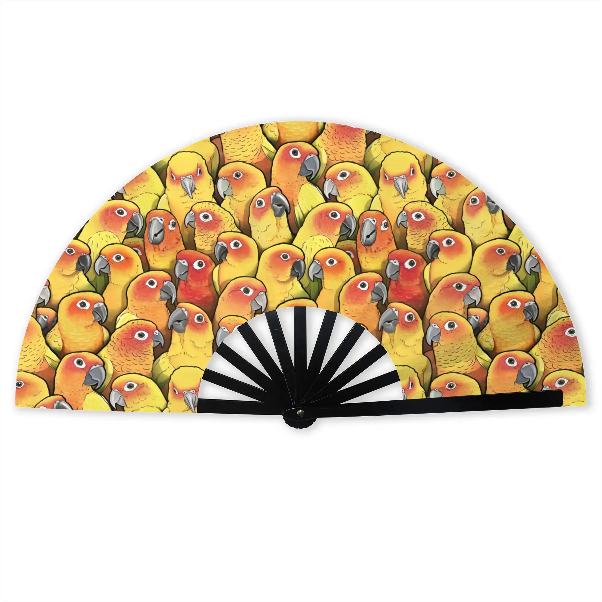 Sun Conures Squad Parrot Birds Stylish Hand Fan Unisex  Printed Polyester Fan Vintage For Wedding Party Gift