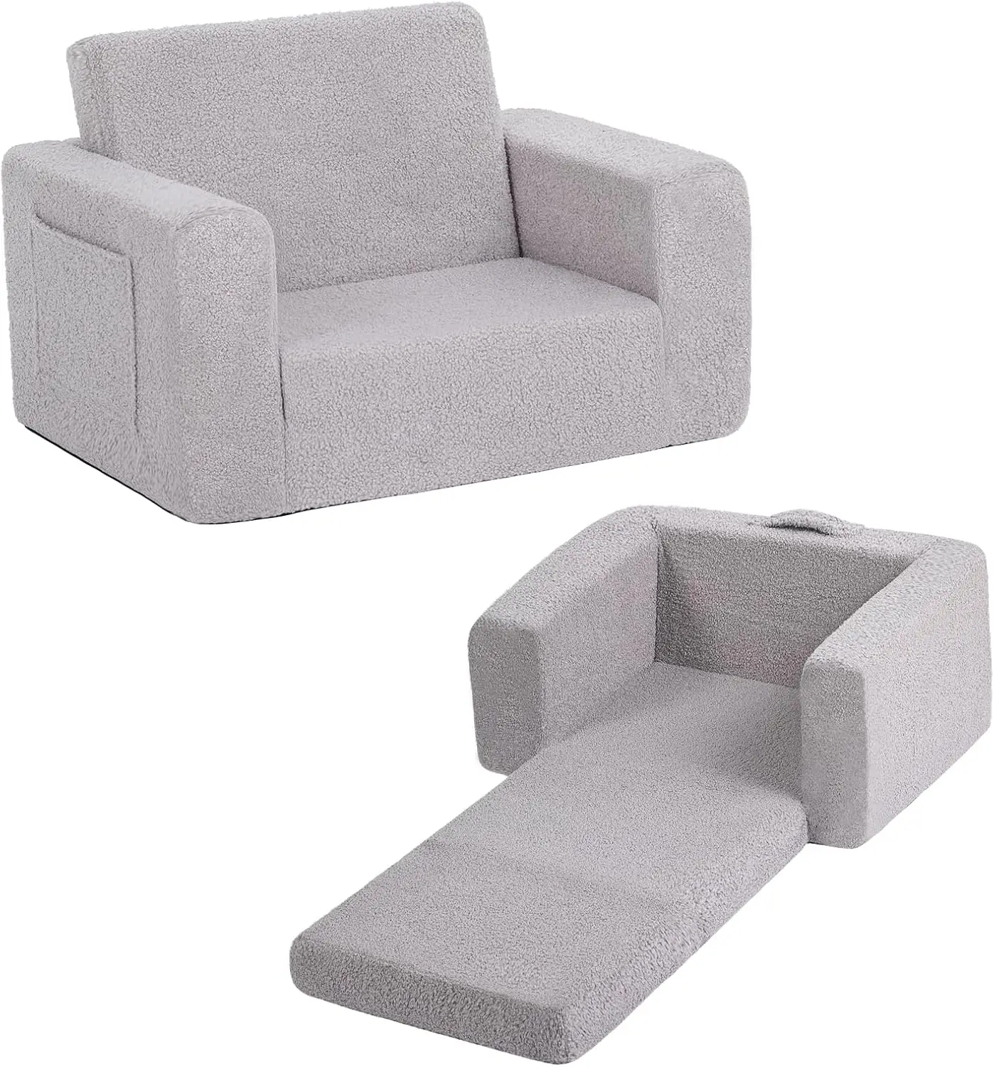 

2-In-1 Kids Sofa Chair, Convertible Toddler Chair Flip Out Children Sofa Chair Folding Kids Play Sofa With Side Pockets &