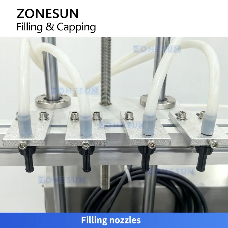 ZONESUN ZS-DTFC4T Bottle Filling Capping Machine Magnetic Pump Liquid Filler 4 Wheel Capper
