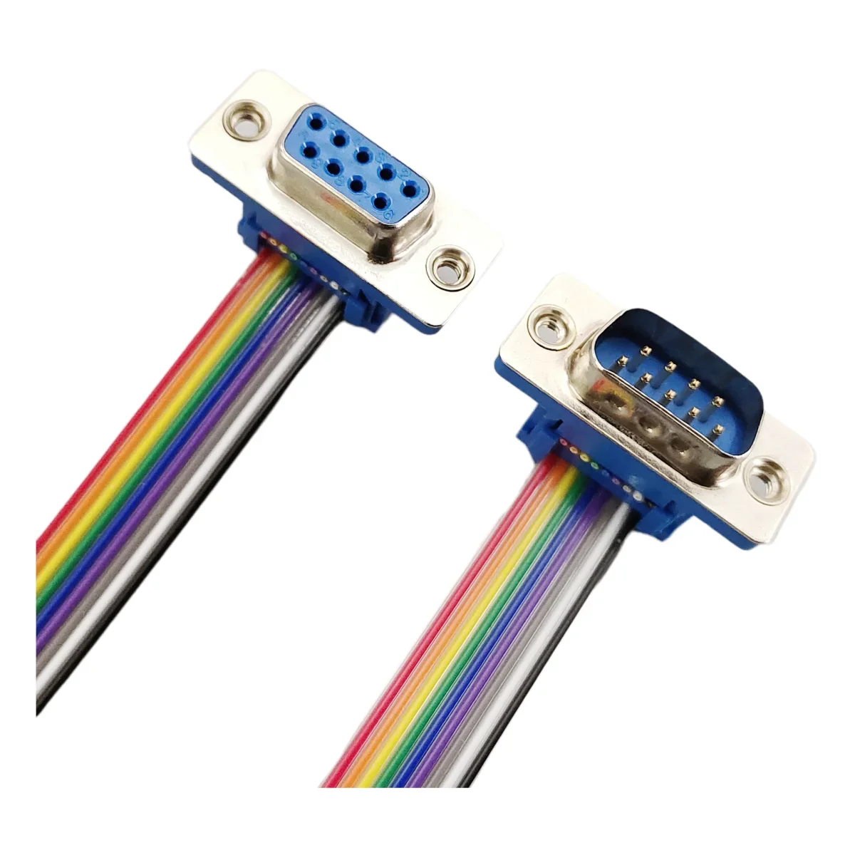 1pcs D-Sub DB9 9 Pin Male/Female Connector to FC-10P IDC Female 2.54mm 10 Pin Rainbow / Multicolor Flat Ribbon Cable to DIDC 9P