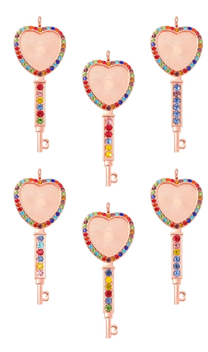 

10Pcs Heart Key Pendant Alloy DIY Jewelry Making Charms Peach Shaped Necklace Accessories Metal Fashion Women Party Graduation