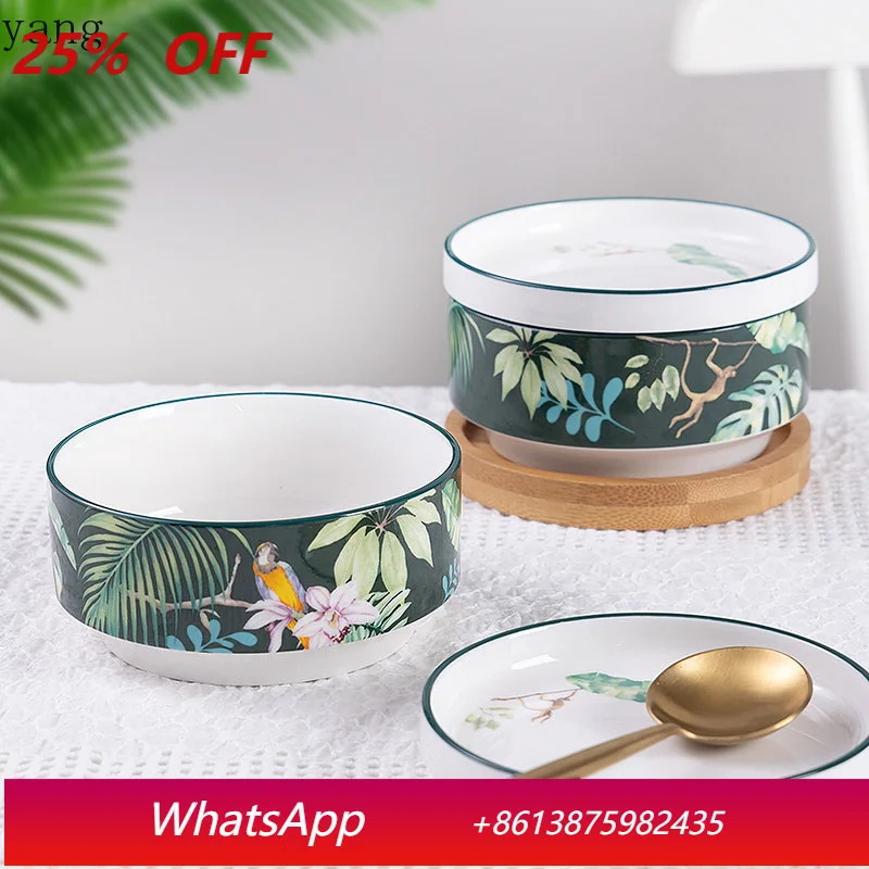 

LMM ceramic round cover cup series dishes rice bowl tableware high value set