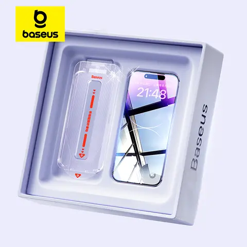 Baseus 0.4mm Corning 강화 유리 iPhone 16 15 14 13 Pro Max Plus 화면 보호기 Anti-Peeping 자동 설치 필름