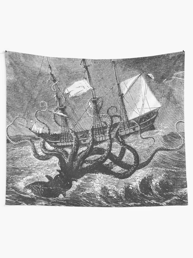 Kraken Rules the Sea Tapestry Outdoor Decor Aesthetic Room Decorations Wallpaper Bedroom Luxury Living Room Decoration Tapestry