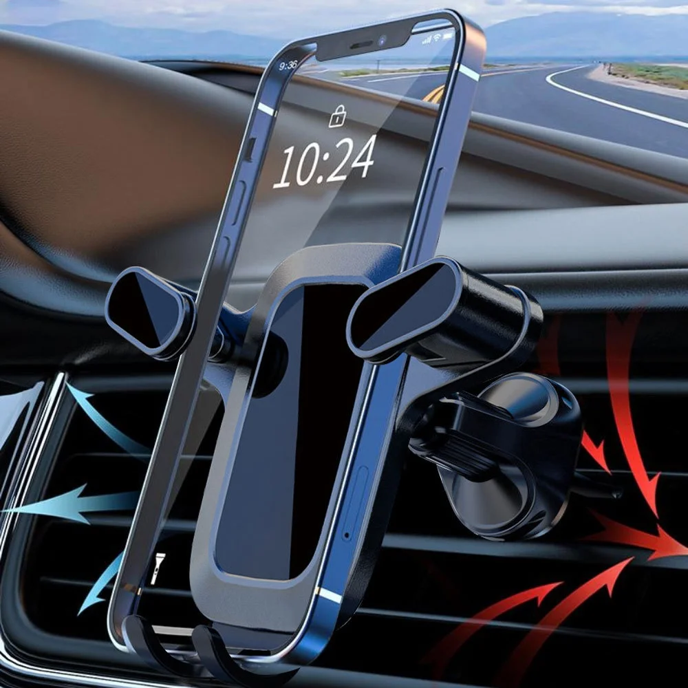 Car Phone Holder Made of Abs Material, Can Be Easily Removed and Placed with One Hand, and Can Rotate 360 Degrees °   To Adjust the Car