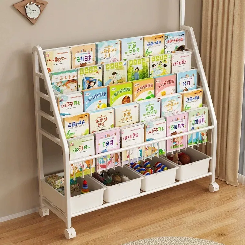FOR Bookshelf Shelf Floor-to-ceiling Picture Book Shelf Toy 2-in-1 Storage Shelf Simple Reading Area