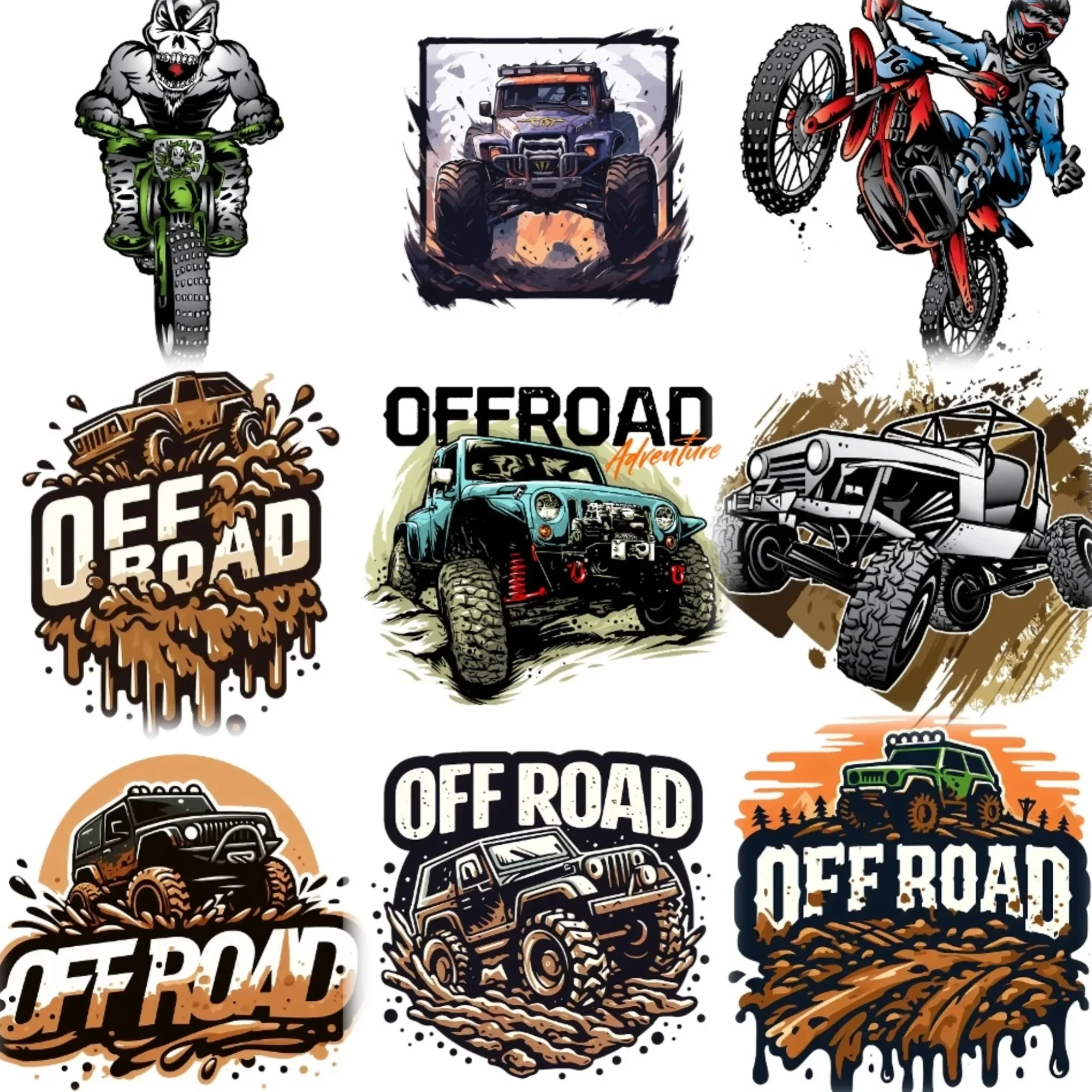

4x4 Off Road Skull PVC Car Stickers Accessories Van Truck Motorcycle Bicycle Helmet Wall Decal Accessories Customizable Size