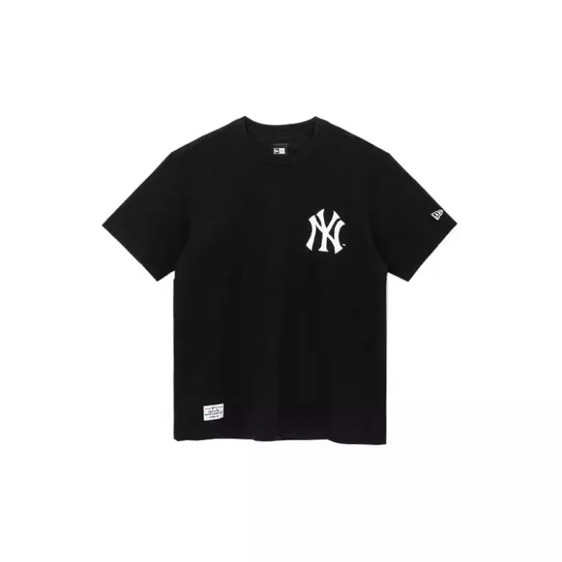 

New Era Mlb Series New Era Yankees Pullover Round Neck Cashew Flower Short-Sleeved T-Shirt Men's Black