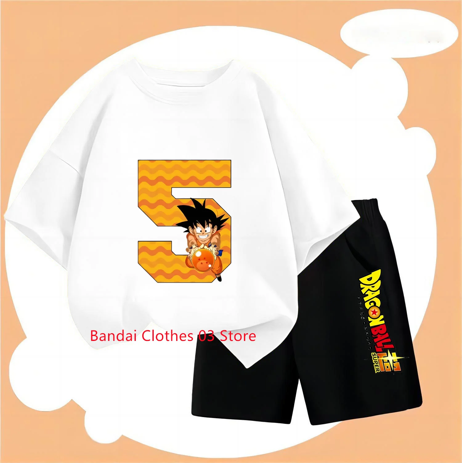 Camiseta y pantalones de Dragon Ball para niños de 4 a 7 años, trajes harajuku para bebés, conjuntos de 2 piezas de manga corta de Goku, ropa de verano