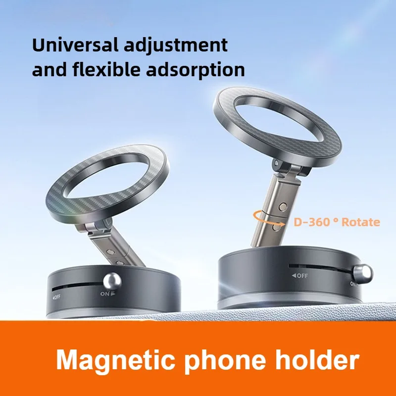 

Держатель для телефона 360° ° Вращающийся автомобильный вакуумный магнитный держатель для телефона из углеродного волокна, подставка на присоске для IPhone