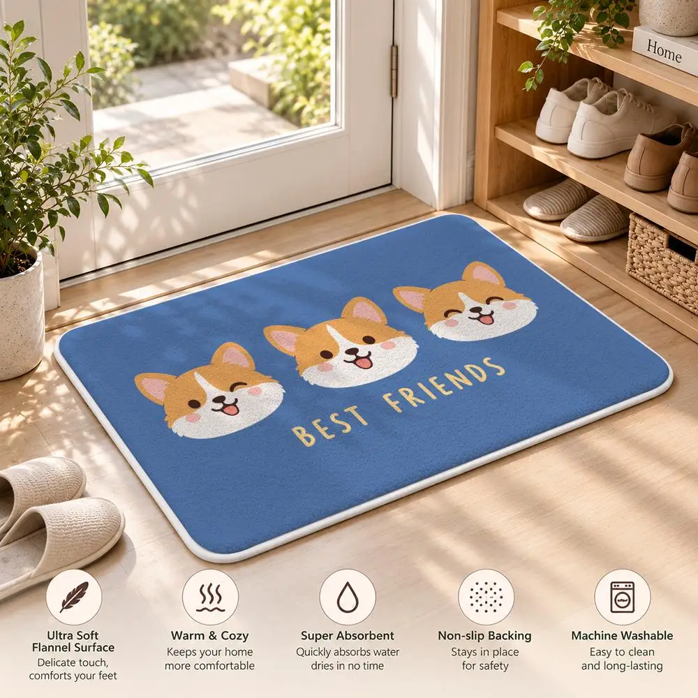 Cute Pet Playroom Floor Mat Flannel Rug Soft Non Slip Door Mat for Bathroom Bedroom Entryway Home Decor Gift 4