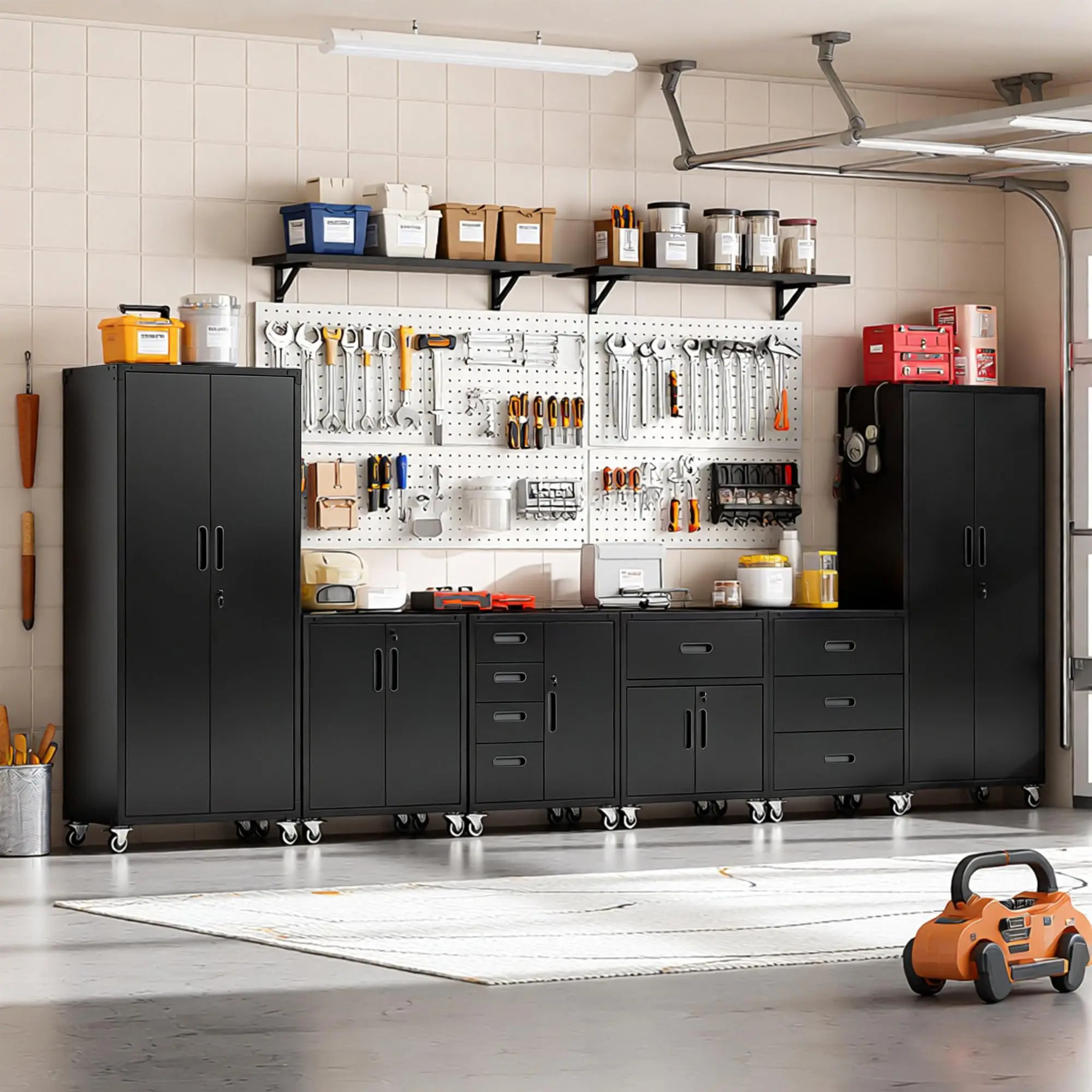 Garage Cabinet System | Heavy Duty Steel All-in-One Modular Garage Cabinet Set for Ultimate Workshop Organization