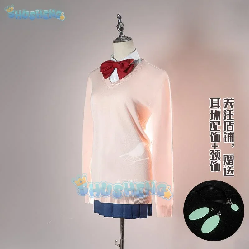

FC6Anime dandadan Momo Ayase Ken Takakura cosplay costume pink top blue skirt school uniform Halloween party for women prop@FC8！