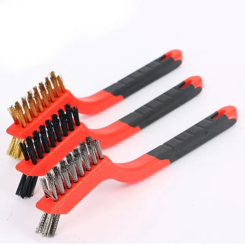 Mini Brush Set Of Three Kitchen Brushes For Gas Hoods Grease And Stain Removal Cooktop Cleaning Tools Steel Wire Small