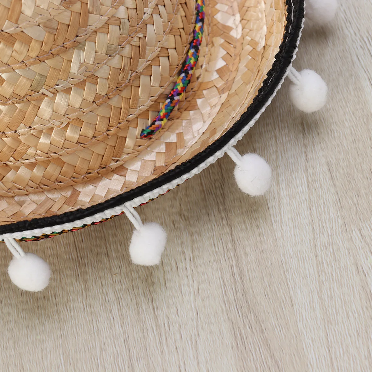 

Pompom Mexican Straw Hat Hawaiian Style Dressing Up Prop Party Supplies Birthday Gift Decoration Grass Color 20cm Summer Beach