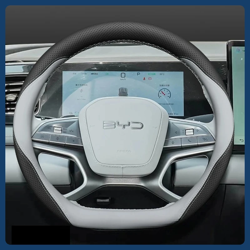 Non-Slip Leather Car Steering Wheel Cover For BYD Sealion 7 Dolphin Seal U DM-i Sealion 06 2020-2025 Auto Interior Decor