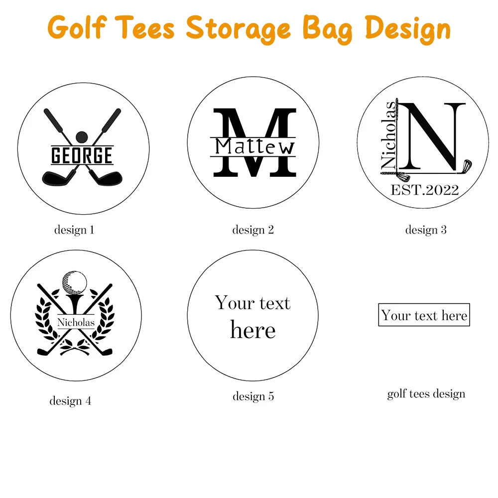 Personalized Custom Maple Wood Golf Tees PU Leather Golf Tees Storage Bag 5pcs Ball Tees Protective Bag Wedding Party Gift