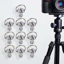 10PCS Steel 1/4'' Shaft D-Ring Screw For Camera Tripod Ball Head Monopod Quick Release Plate Camera Mounting Screw Adapter