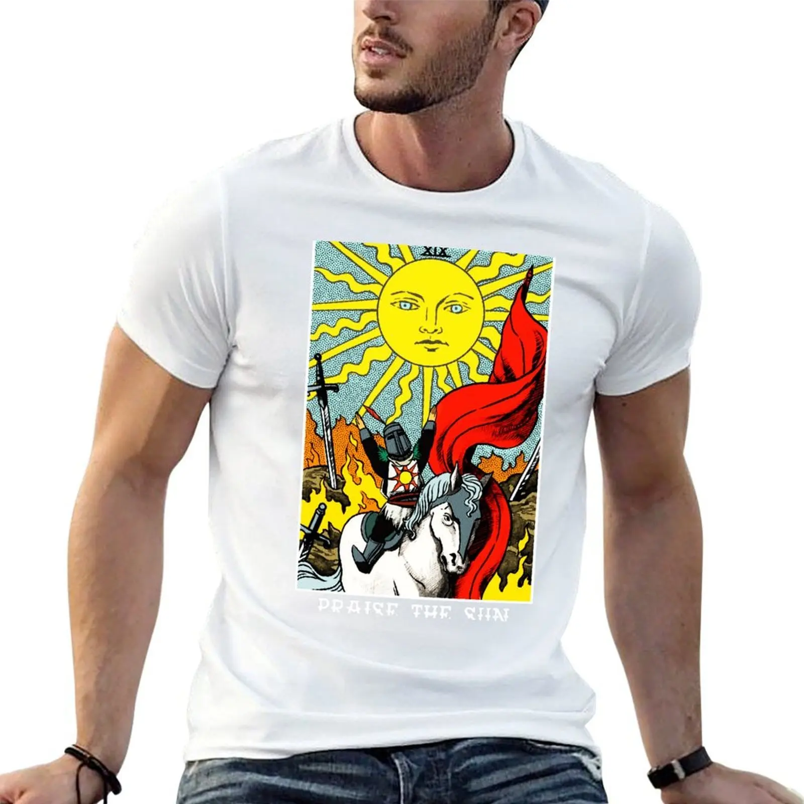 Praise The Sun Tarot T-Shirt man t shirts graphic t shirts for man graphic funny cotton t shirts high quality T-shirt