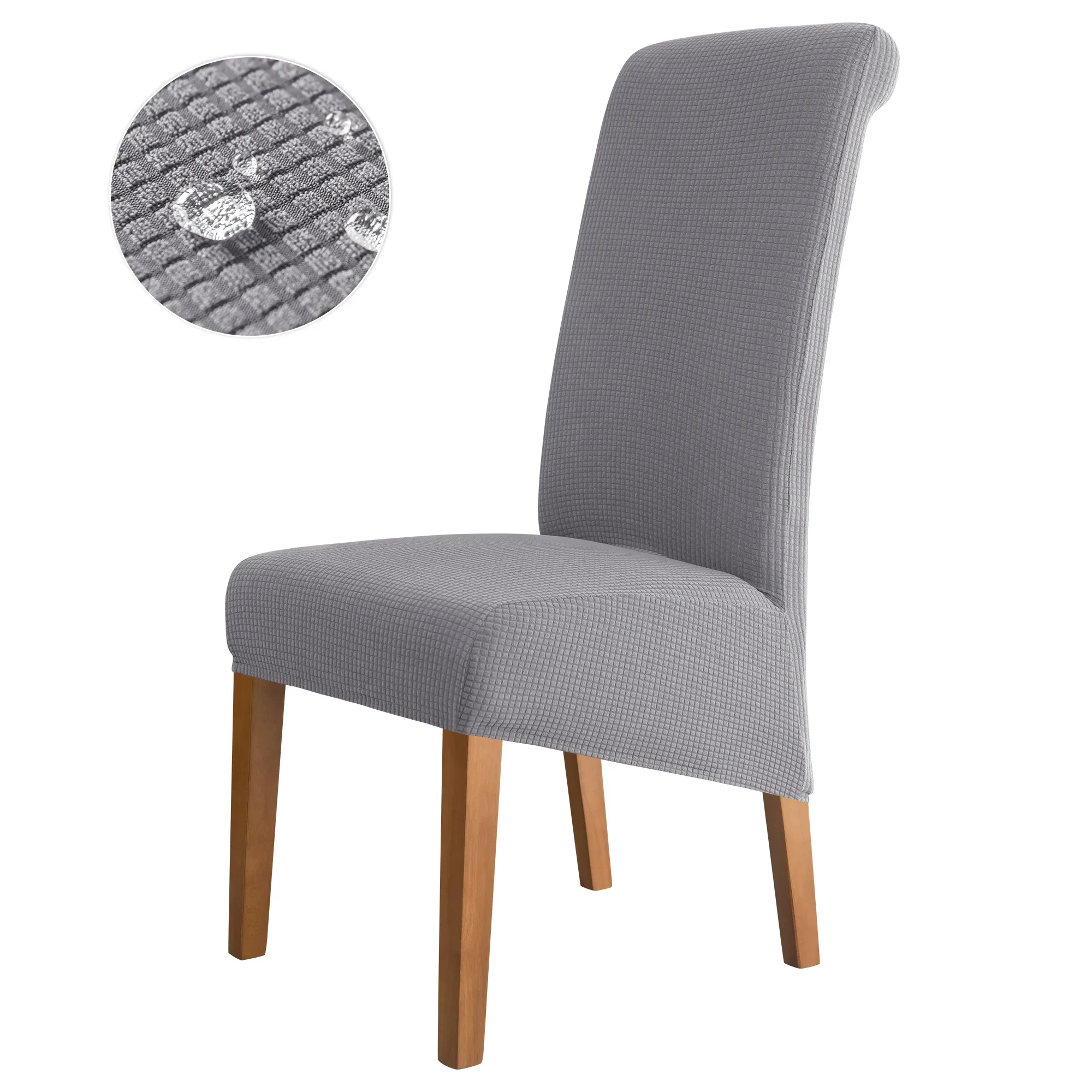 Wasserabweisender Stuhlbezug mit hoher Rückenlehne, Jacquard-Stretch, Stuhlhussen in XL-Größe für Esszimmer, schmutzabweisend, pflegeleicht, Sitzschutz