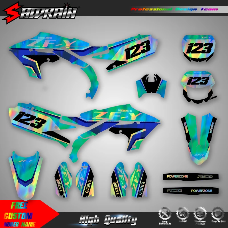 Sawrain Motorcycle Sticker Custom Team Graphics Decals Kit For YAMAHA 19-23 YZF250 18-22YZF450 19-22 WRF450 20-23 WRF250