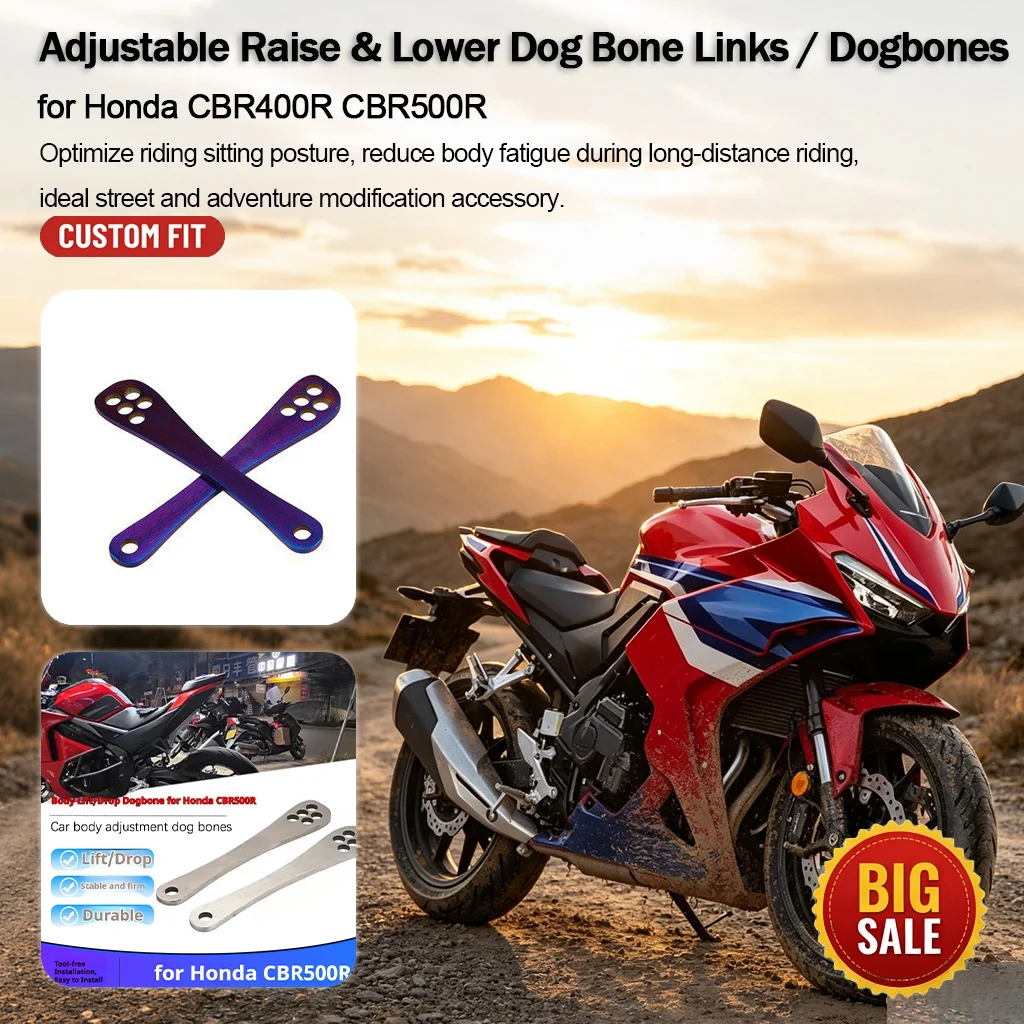 Motorcycle Height Adjustable Dogbones Seat Lift Lower Support Bracket Mod Kit for Honda CBR400R CBR500R
