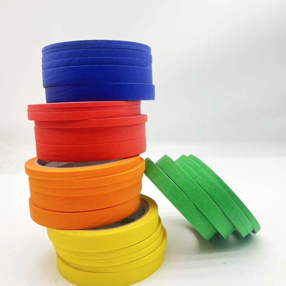6PCS 3mm 6mm 12mm Color Masking Tape Art Essay Color Separation Hand Tears No Residue Tape Decoration Spray Paint Decorat 20M