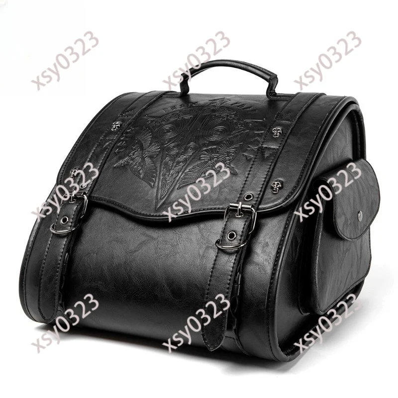 

Punk PU Leather Motorcycle Saddle Bag, Rear Seat Storage Luggage Bag for Motorbike Modification Gear