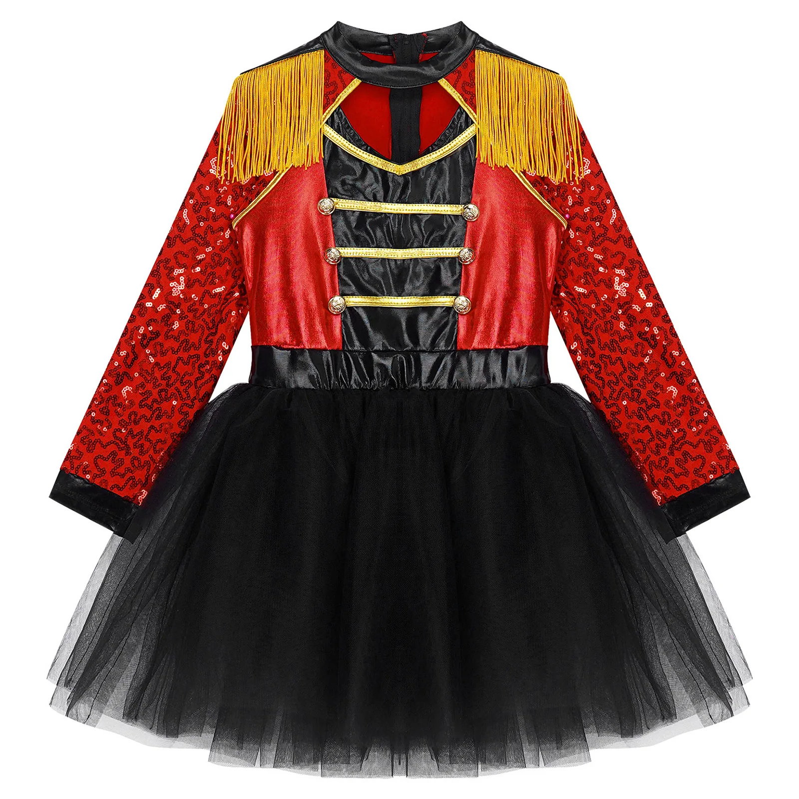 Robe de cosplay LYus pour filles, manches longues, paillettes, pompon, justaucorps, tutu, Halloween, fête de Noël, carnaval, vêtements de jeu de rôle, magicien