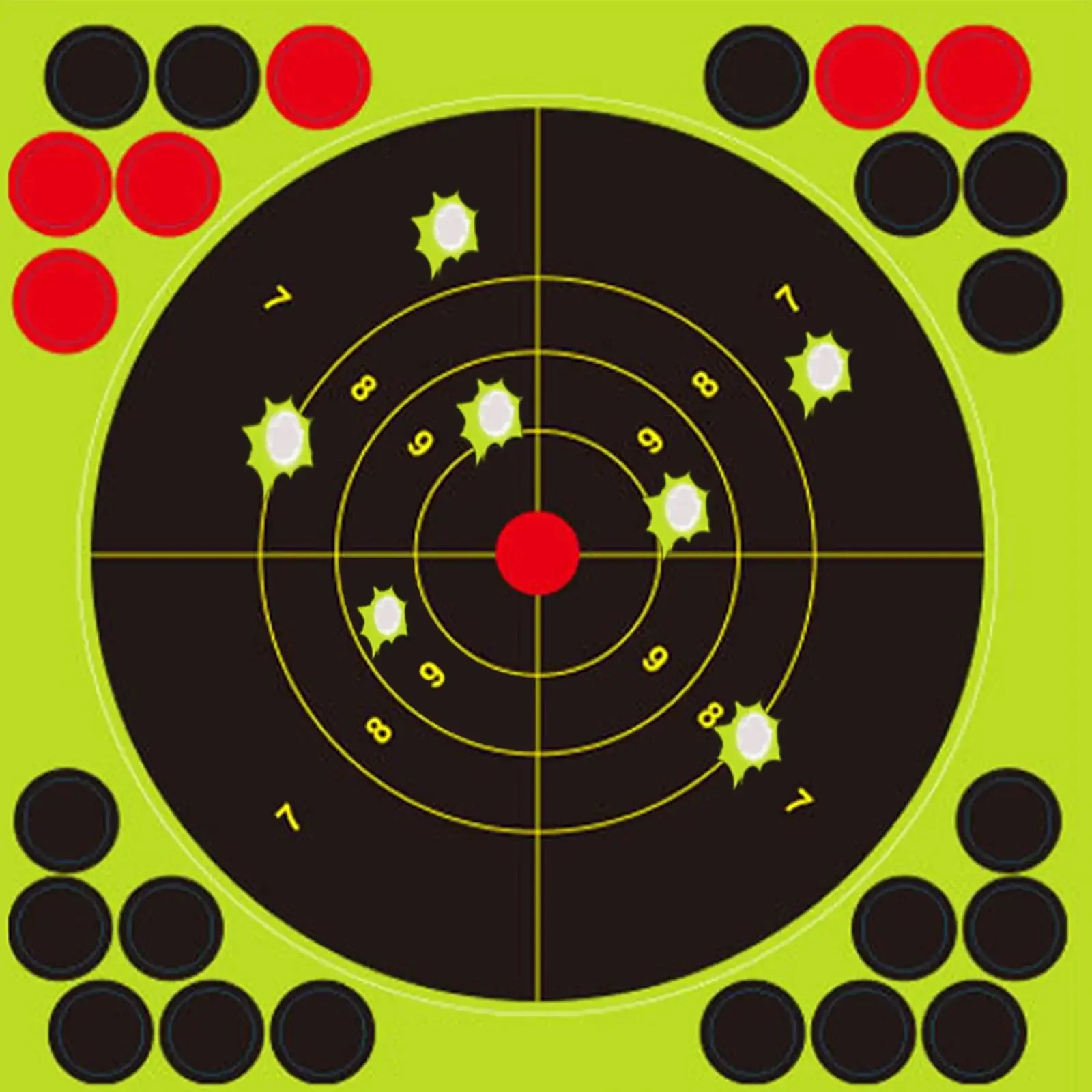 WSX 8x8インチ スプラッシュシューティングターゲット 蛍光バースト＆パッチステッカー リアクティブターゲット - 射撃訓練とターゲット練習