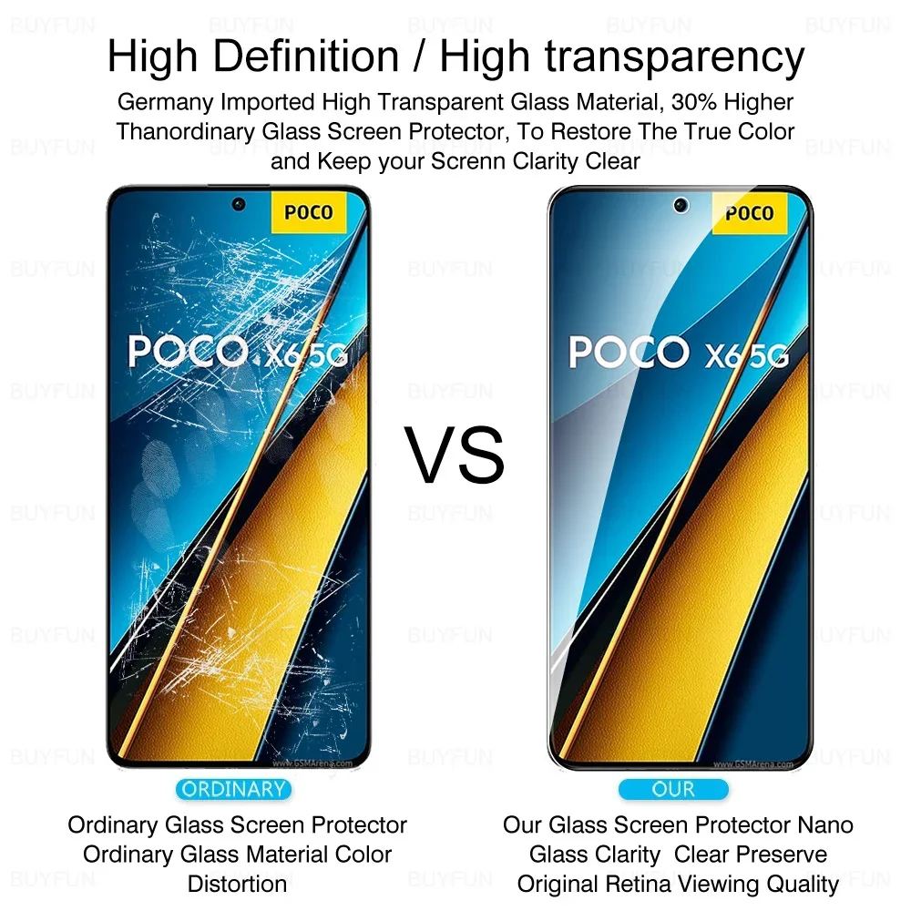 For Poco X6 5G Glass 6in1 Tempered Glass Camera Film Little X 6 X7 Pro X7Pro X6Pro PocoX6 PocoX7Pro PocoX6Pro Screen Protector