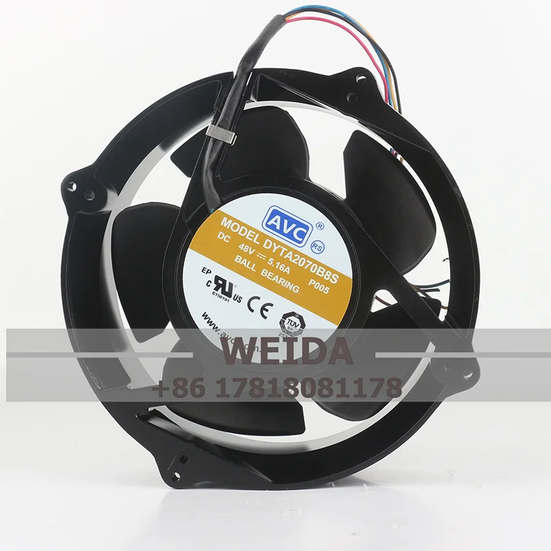 

DYTA2070B8S Case Cooling Fan for AVC DC48V 5.16A 20070 200X200X70MM 20cm Double Ball Bearing Ventilation Industrial Exhaust