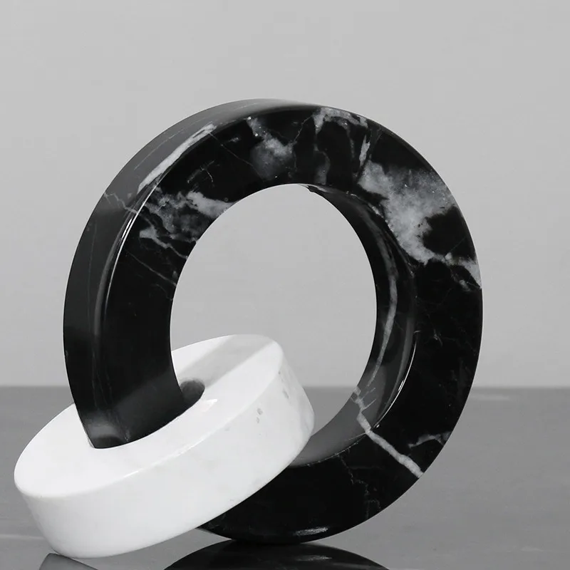 

Modern Luxury Creative Design Jewelry Marble Ring Link Room Miniatures Home Living Room Decoration Crafts Figurines Funny Gifts