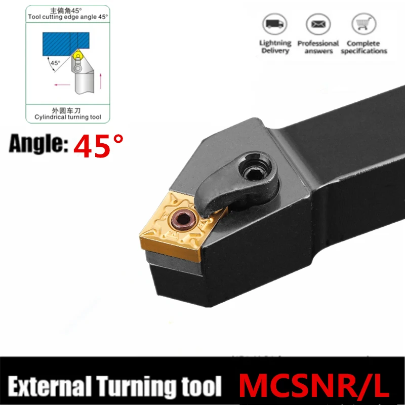 1pc MCSNR/MCSNL1616H12 MCSNR2020K12 MCSNR2525M12 External Turning Tool Holder CNMG Carbide Inserts MCSNR Lathe Cutting Tools Set