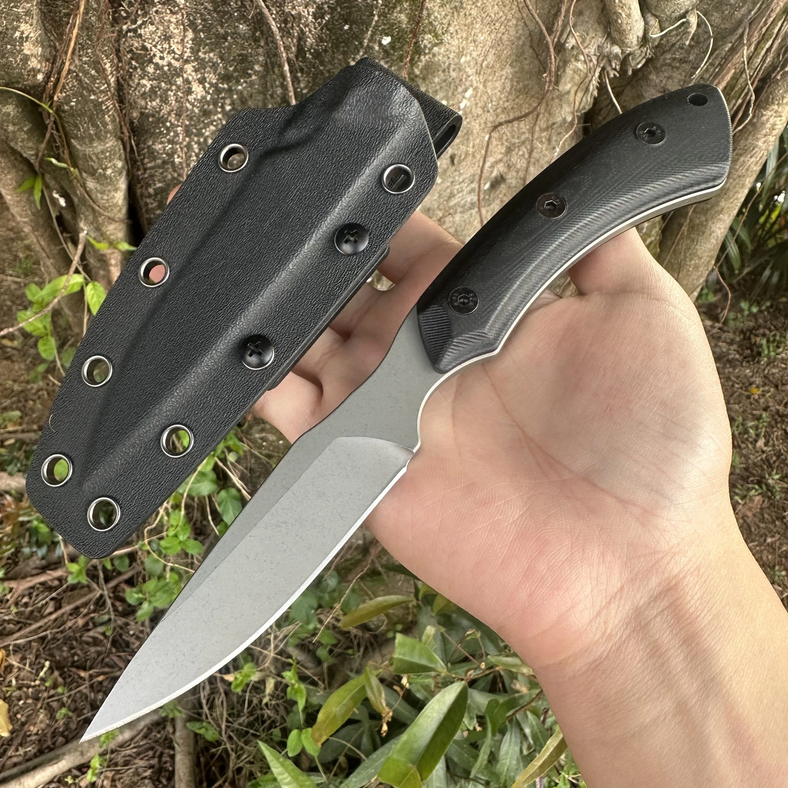 Topwell Handmade Outdoor Knife Fixed 14C28N Blade G10 Handle Sharp&Solid With Portable K-Sheath Camping Hunting Svrviaval Knife