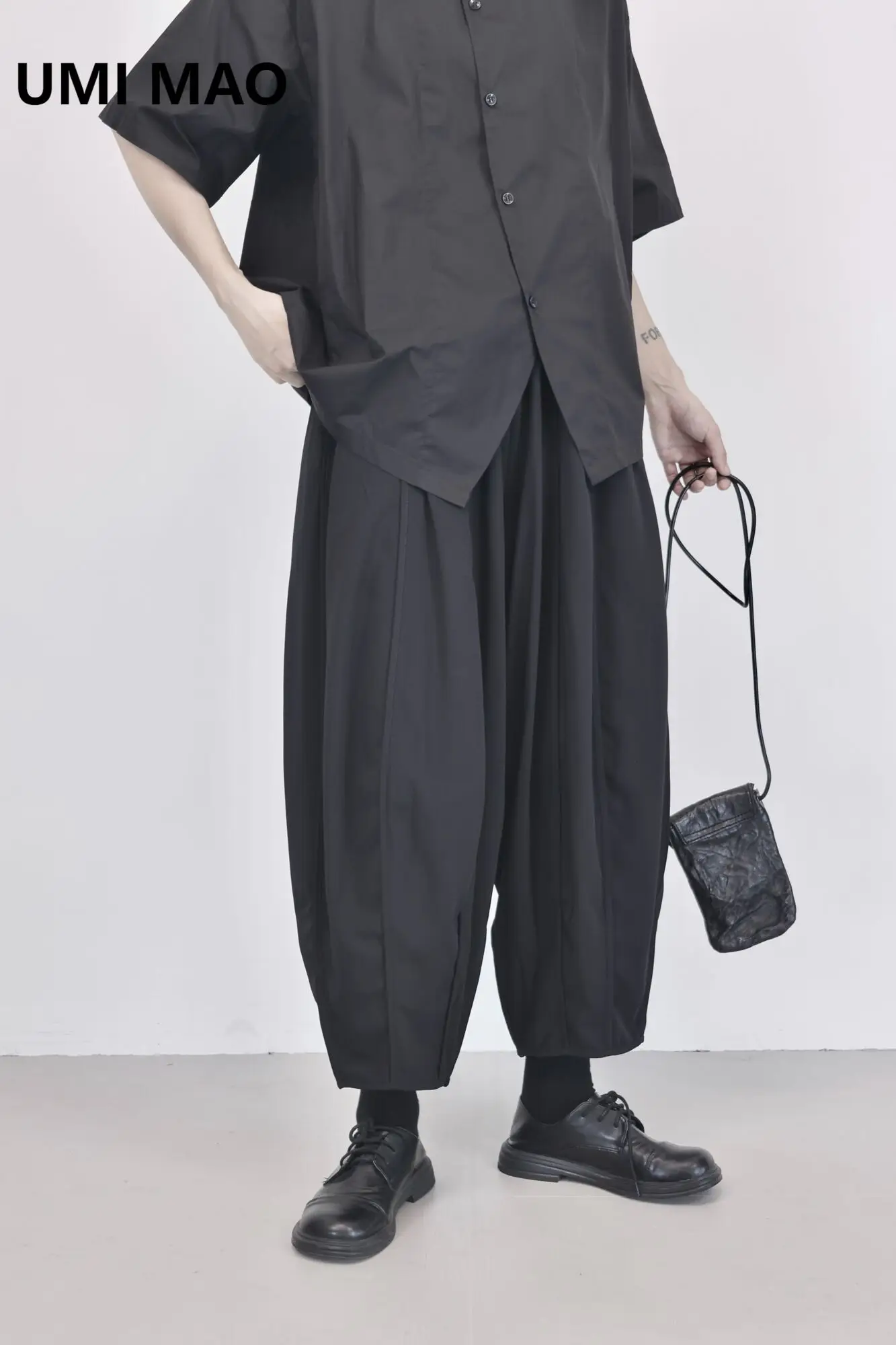 Spodnie damskie UMI MAO Yamamoto, ciemne, jesienne, w stylu casual, cienkie, wyszczuplające, typu marchewka, modne spodnie damskie Y2K, odzież gotycka.