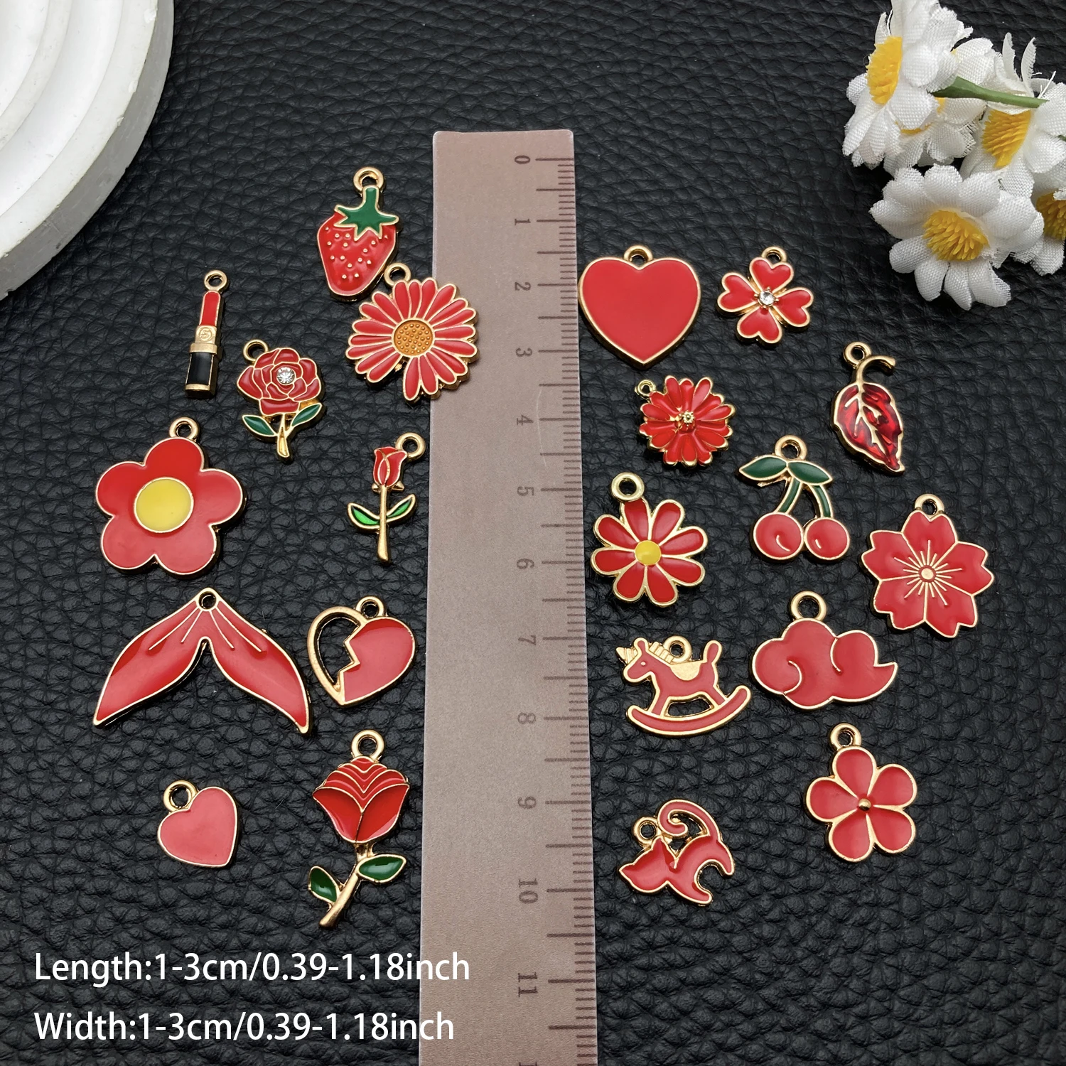 20/50/100pcs Bright Red Charm Assortment - DIY Craft Materials for Handmade Earrings, Bracelets, Necklaces & Keychain/Bag Access - view 3