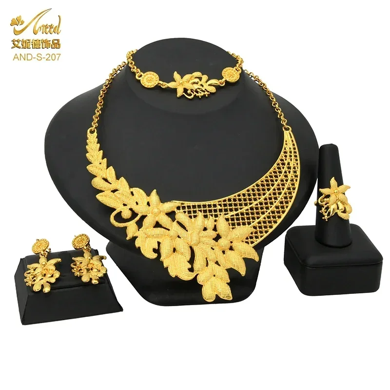 Women's Luxury Ethiopian Multilayer 24k Gold Color Jewelry Set