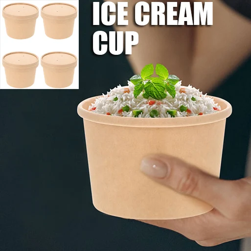 Nice 10 Sets Ice Cream Cups Desert Plastic Dessert Disposable Verrines For Parties Mug Reusable Hard Party Paper Round With Lid