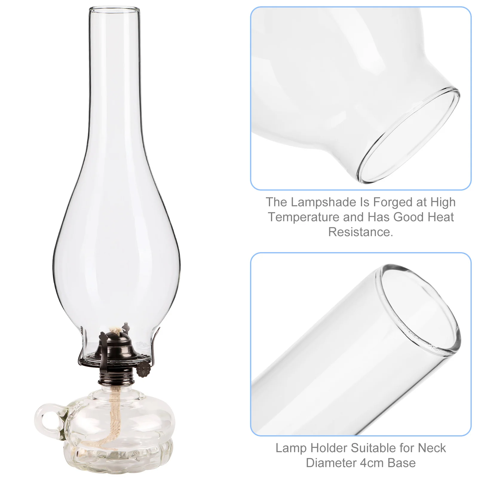 Long Kerosene Lamp Glass Shade Wax Melts Burners Lampshades Oil Wick Lantern Parts Globes Replacement Clear