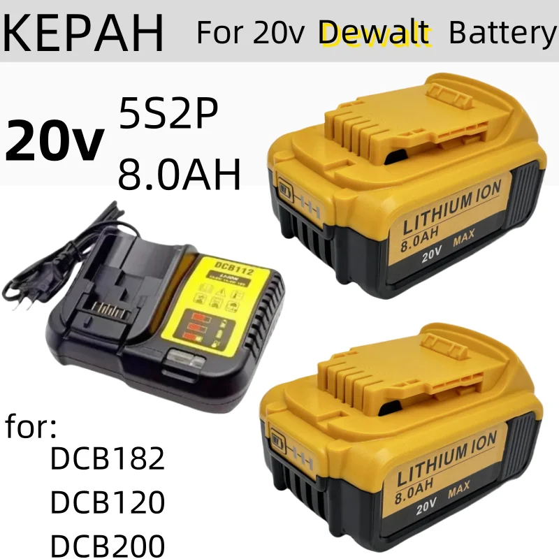 

8000mAh Battery DCB200 MAX For Flexvolt For Dewalt DCB606 DCB205 DCB206 DCB209 DCB182 Power Tool Battery 20V/60V Battery