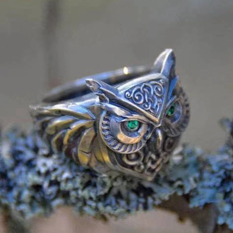 1pcs Europe and the United States new personalized 3D animal owl men and women universal ring