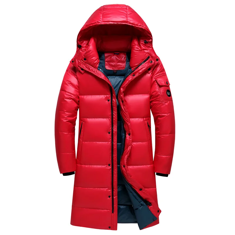 2023 nuovo piumino invernale da uomo lungo addensato caldo 90% bianco anatra cappotto uomo piumino con cappuccio Parka nero Outwear