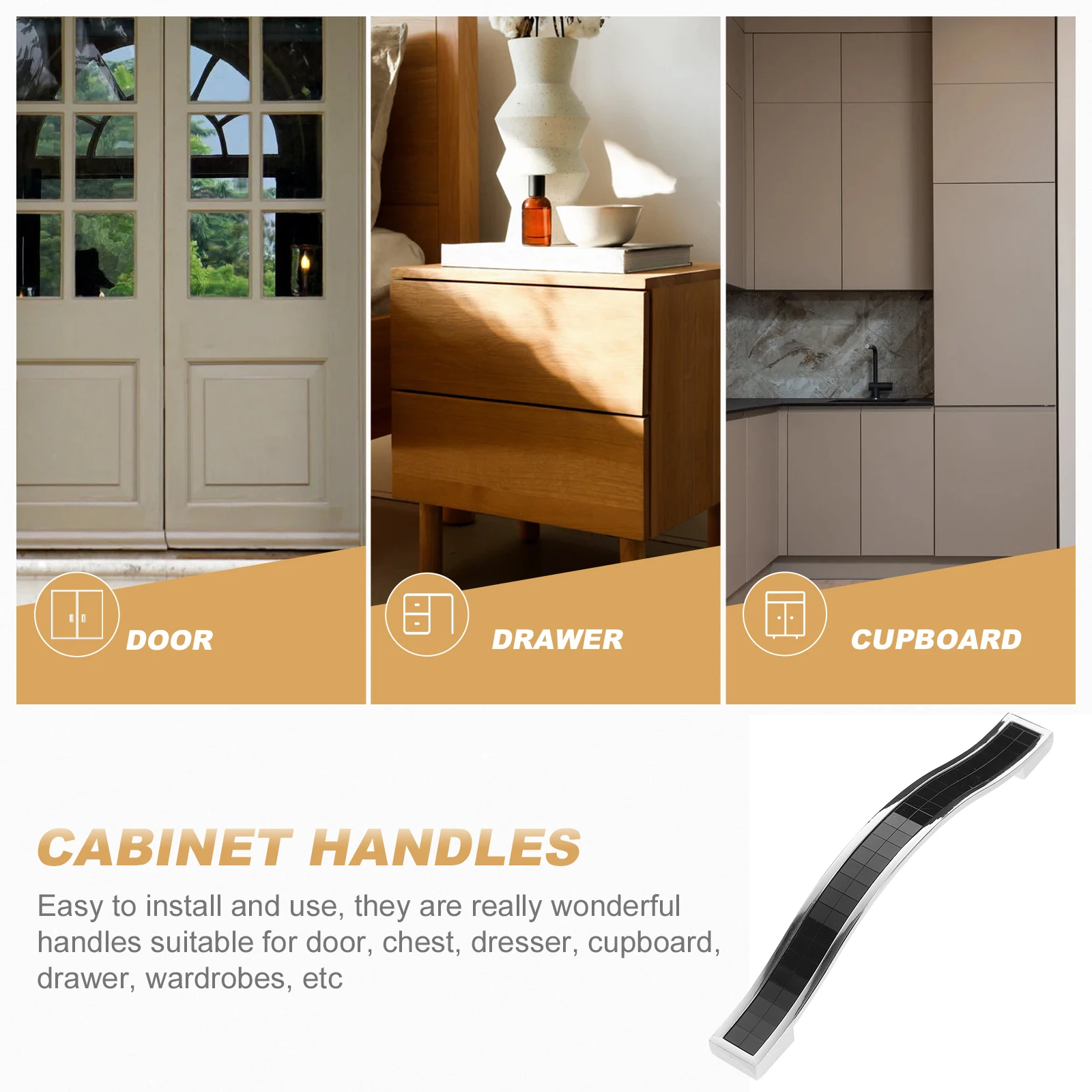 

6pcs Crystal Drawer Zinc Alloy Cabinet Pulls Black Dresser Handles Sturdy Durable Elegant Kitchen Cabinet Door Pulls Wardrobe