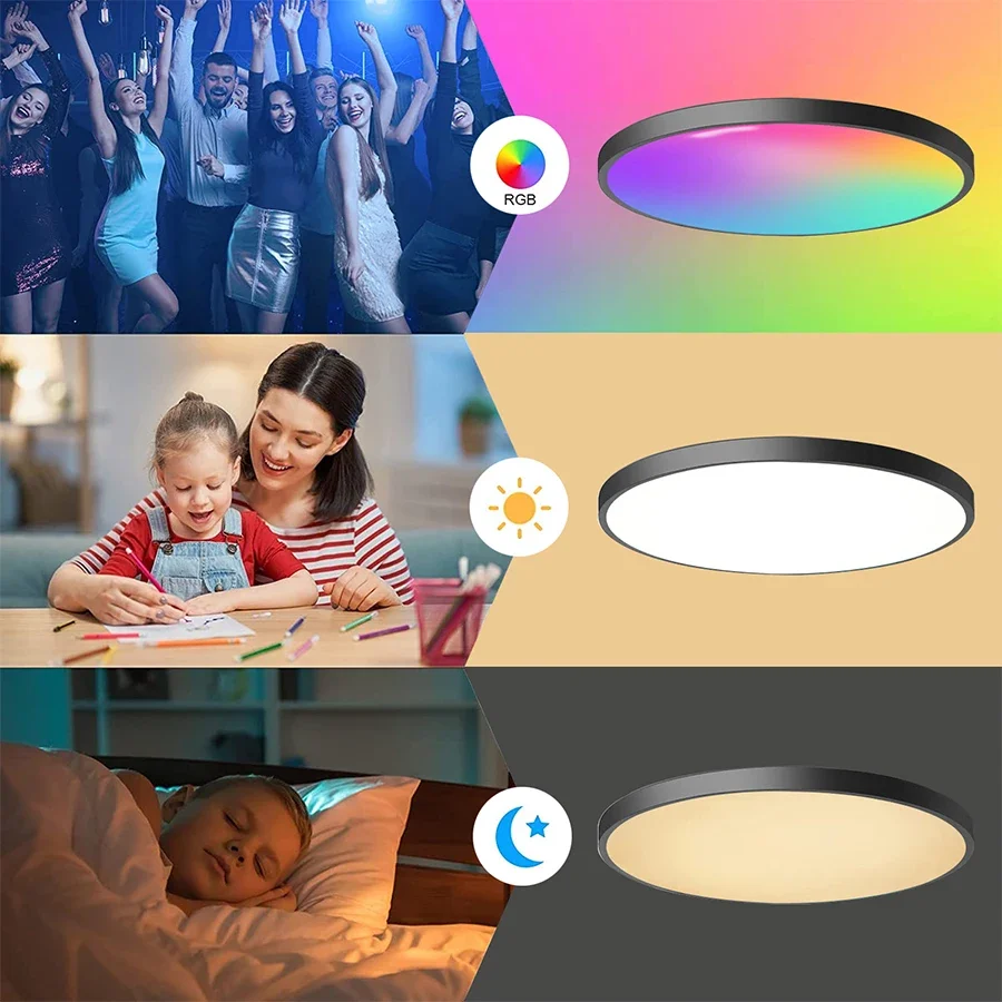 Imagem -05 - Tuya Wifi Smart Led Ceiling Light ac 220v 24w Rgb Quarto Sala de Estar Decoração Iluminação Interior Trabalhar com Alexa Google Home